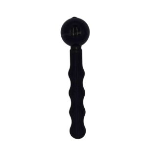 A black impact play tool featured on a white background with varnished smooth, round top and ergonomic handle