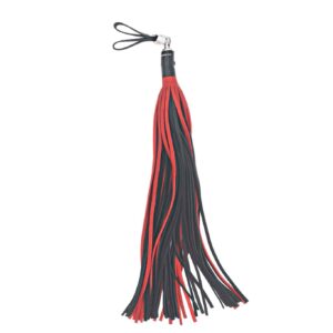 red and black leather floggers with quarter inch falls