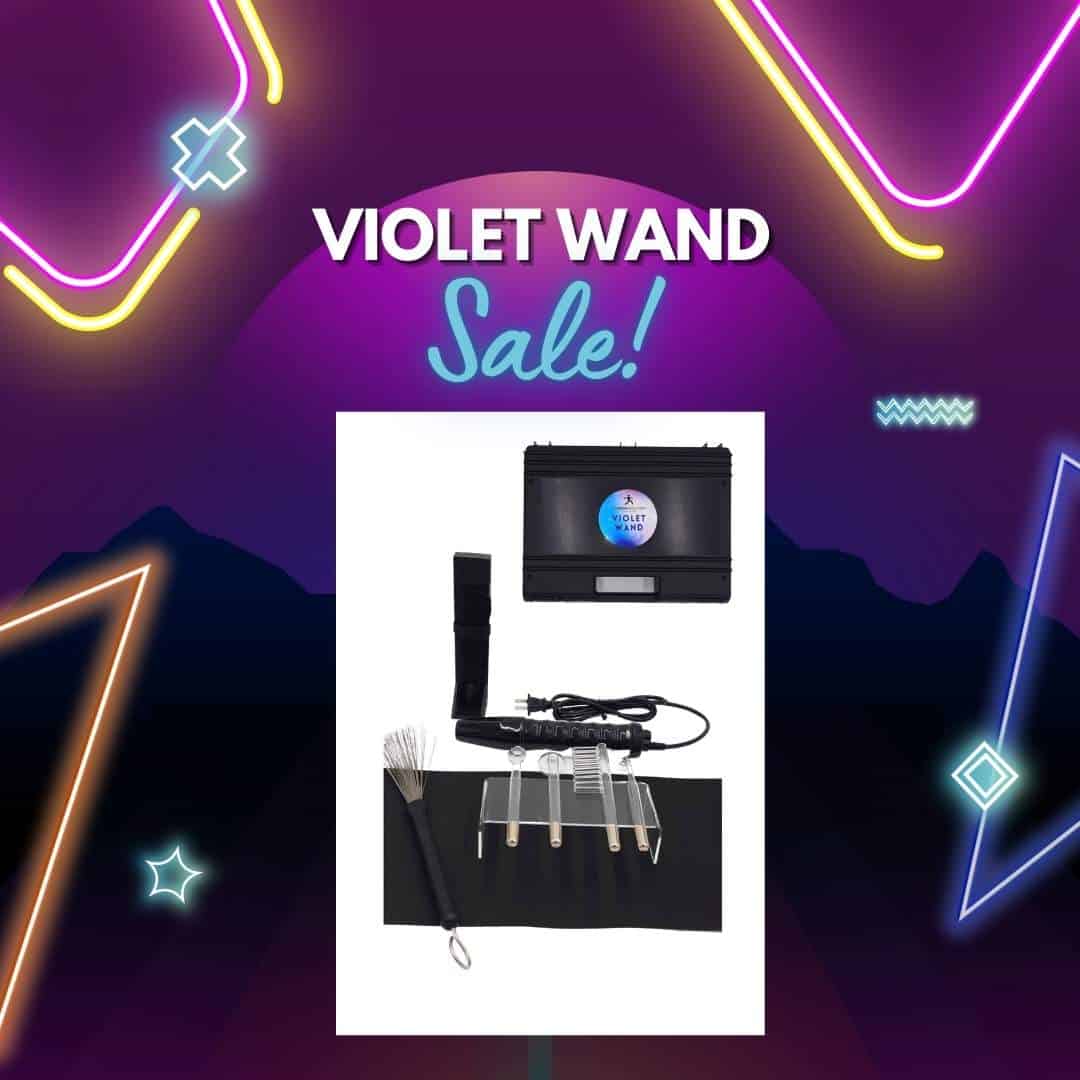 TKS Violet Wand Kit with body holster on a purple and futuristic background.